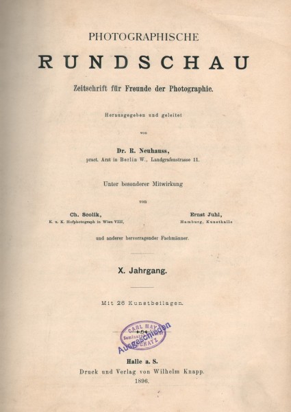 Title page:  Photographische Rundschau- 1896