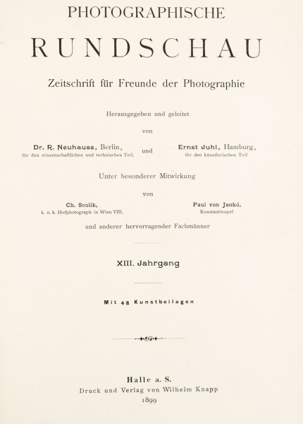 Title page:  Photographische Rundschau- 1899