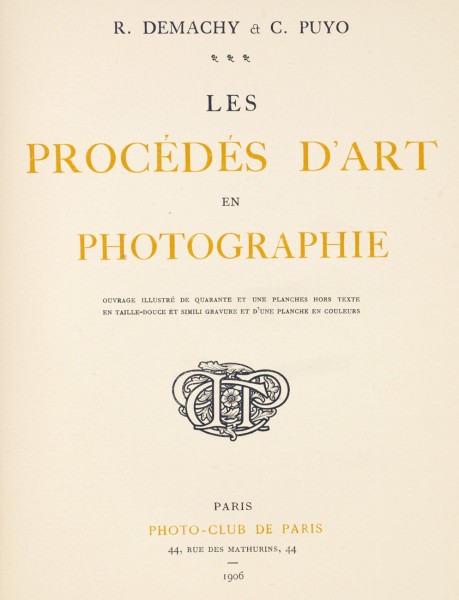 Title page: Les Procédés D'Art en Photographie