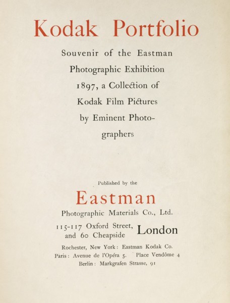 Title Page: Eastman Photographic Exhibition 1897