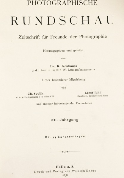 Title page:  Photographische Rundschau- 1898