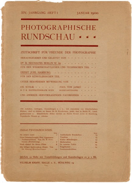 Journal cover:  Photographische Rundschau- January, 1900