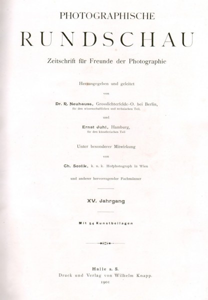 Title page:  Photographische Rundschau- 1901