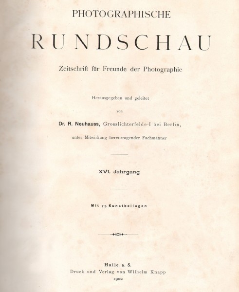Title page:  Photographische Rundschau- 1902
