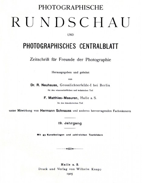 Title page:  Photographische Rundschau- 1905