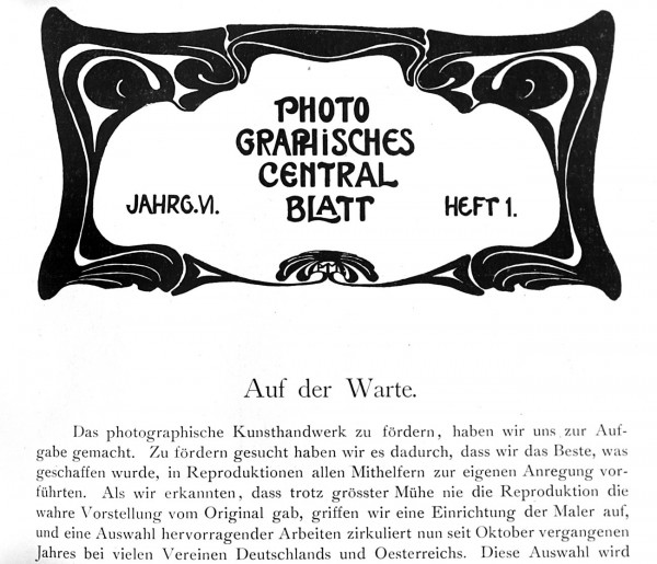 Mission Statement: Photographisches Centralblatt 1900