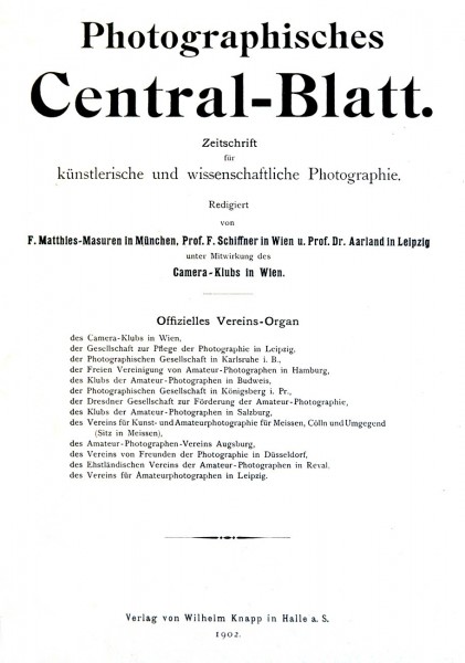 Title page:  Photographisches Centralblatt- 1902