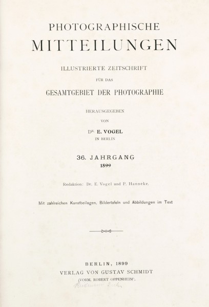 Photographische Mitteilungen : 1899