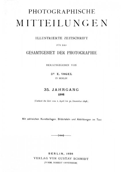 Photographische Mitteilungen : 1898