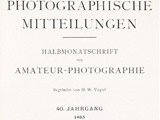 Title page:  Photographische Mitteilungen- 1903