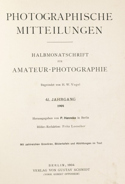 Photographische Mitteilungen : 1904