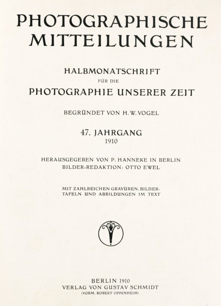 Title page:  Photographische Mitteilungen- 1910