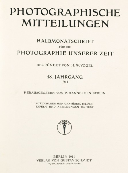 Title page:  Photographische Mitteilungen- 1911