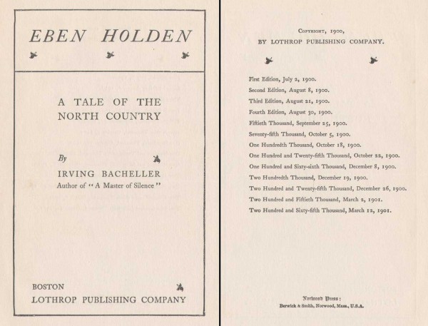 Title & Copyright pages: Eben Holden: edition de-luxe 