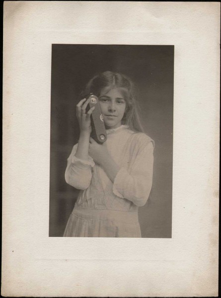 Dorothy Tucker with Kodak 3A Folding Pocket Camera