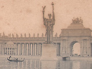 Gondolier passing Statue of the Republic: World’s Columbian Exposition