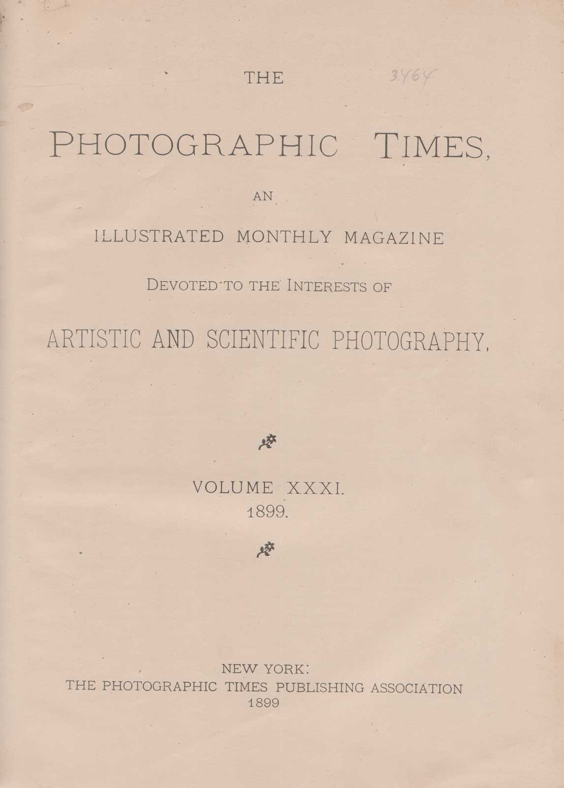 Title page: The Photographic Times: 1899