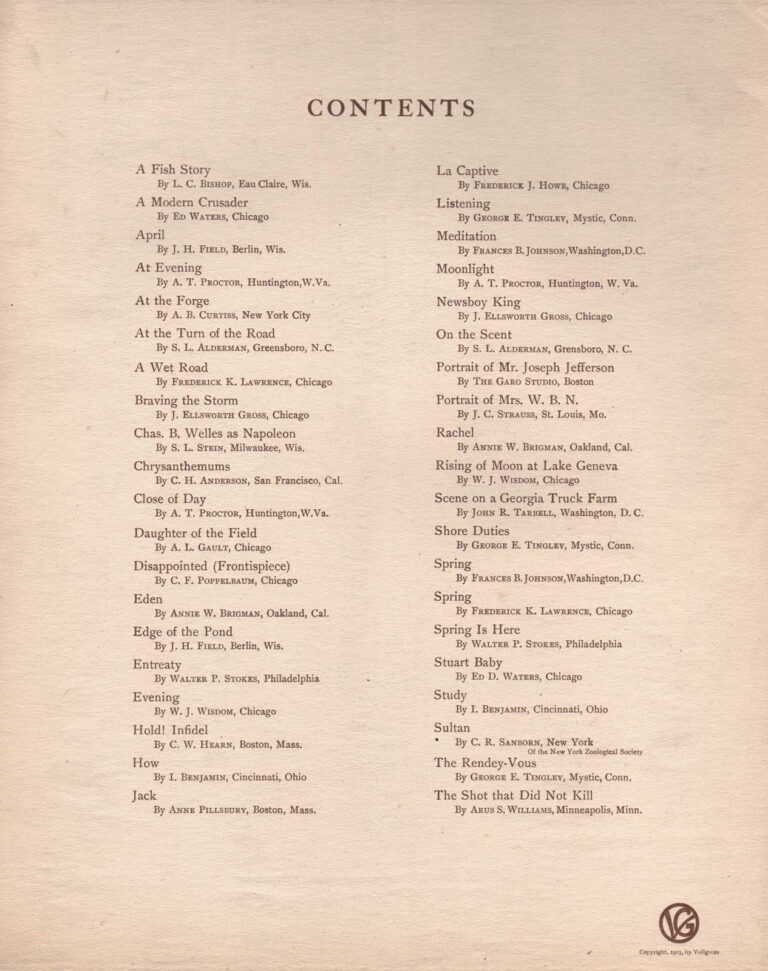 Contents Page: The Vollgros Collection