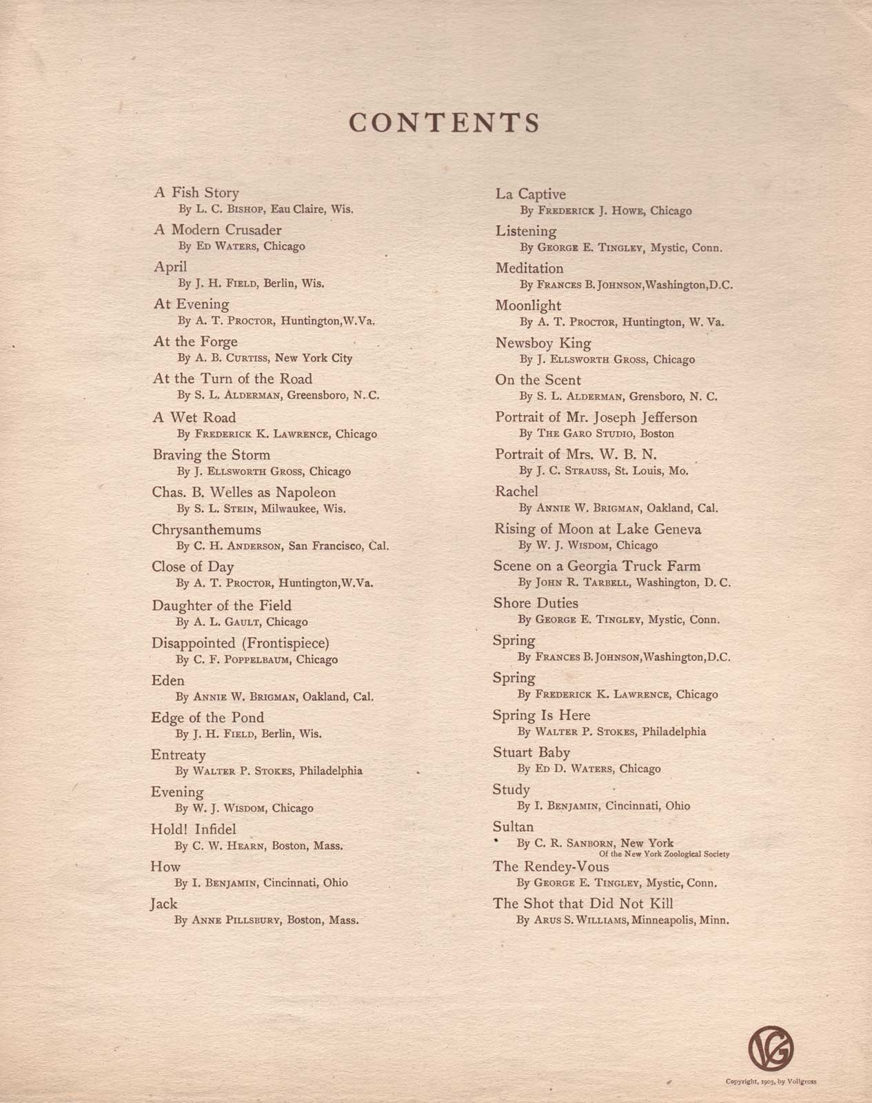Contents Page: The Vollgros Collection