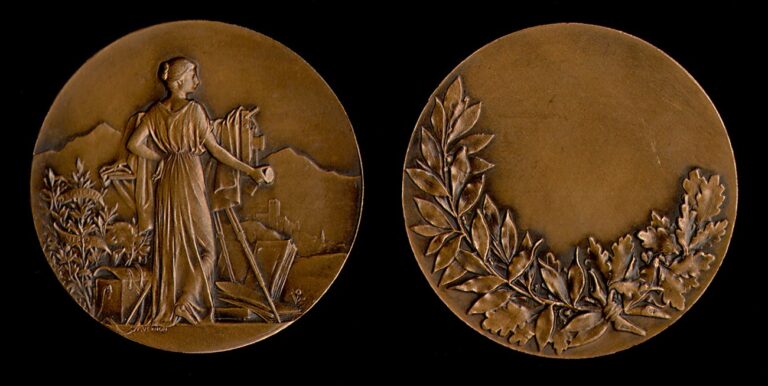 French Bronze Art-Nouveau Photographic Medal
