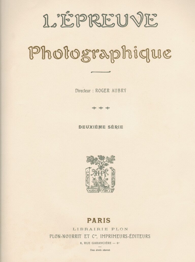 Title page: L’Épreuve photographique: 1905