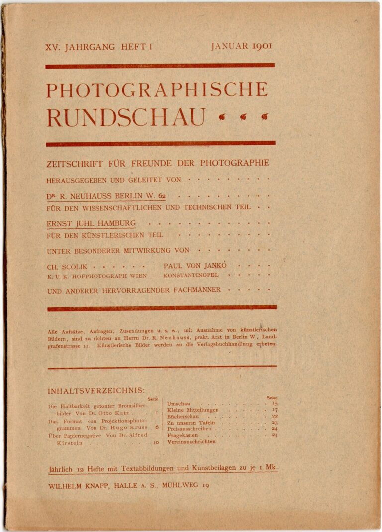 Journal cover:  Photographische Rundschau- January, 1901