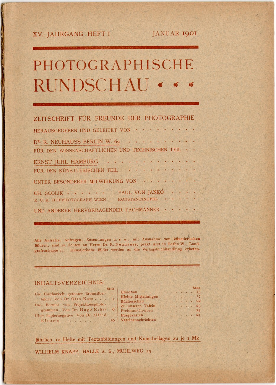 Journal cover:  Photographische Rundschau- January, 1901