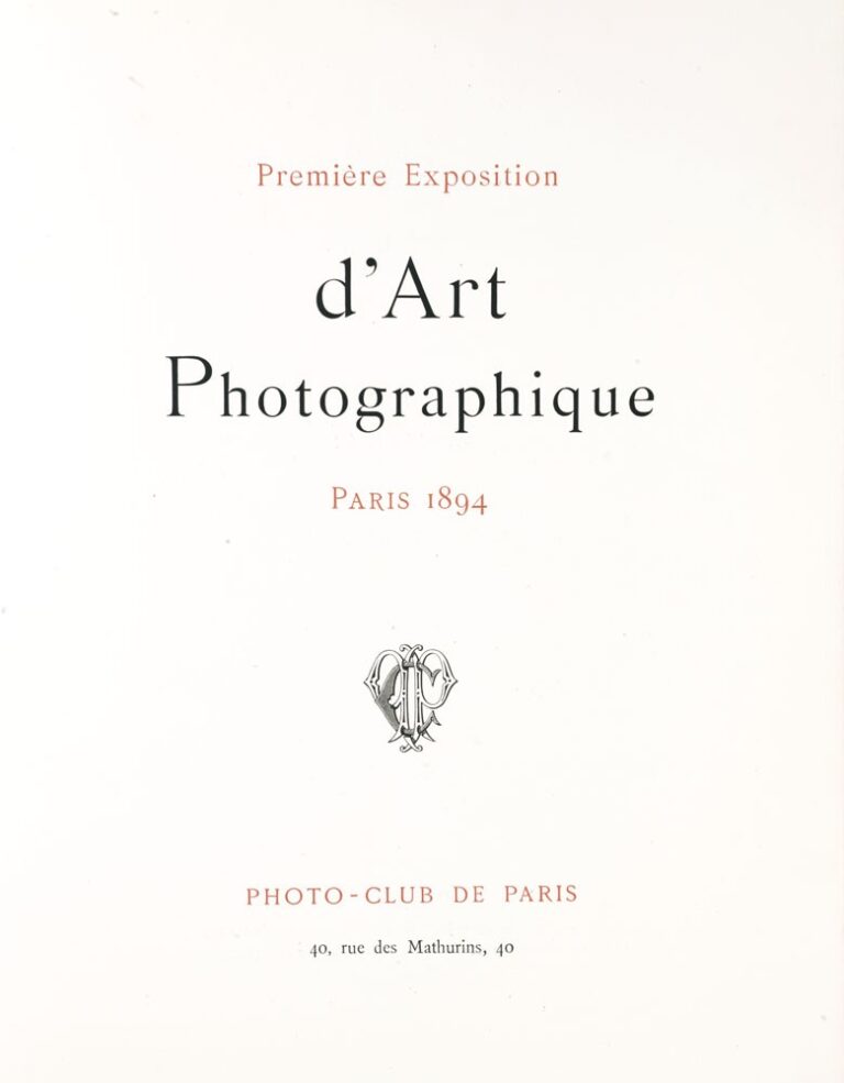 Title Page: Première Exposition d’Art Photographique: 1894