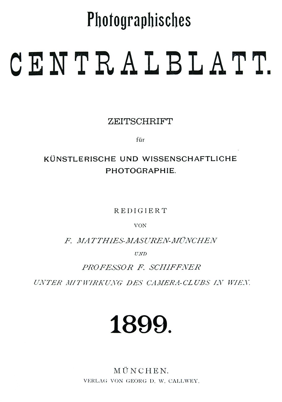 Title page:  Photographisches Centralblatt- 1899