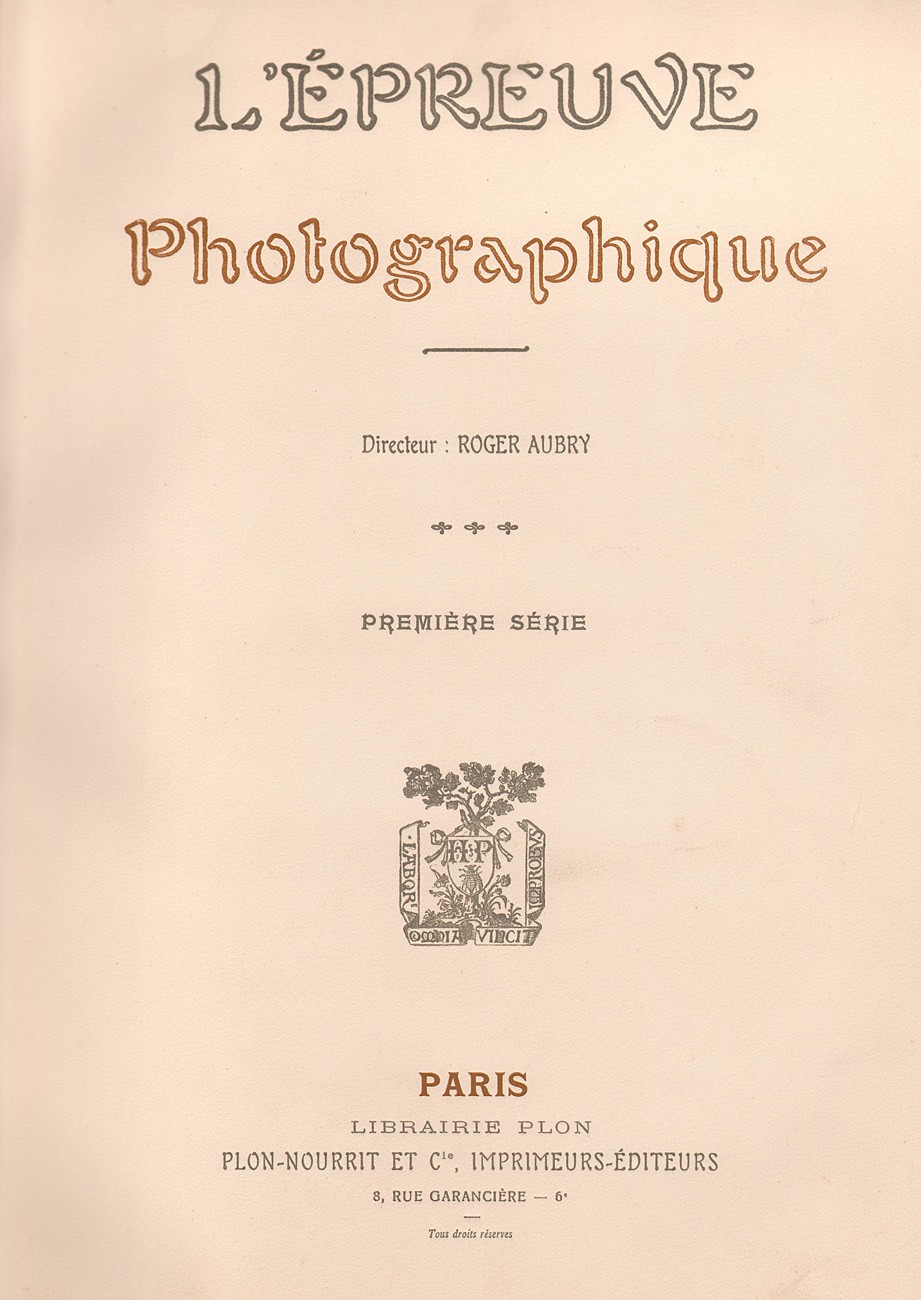 Title page: L’Épreuve photographique: 1904