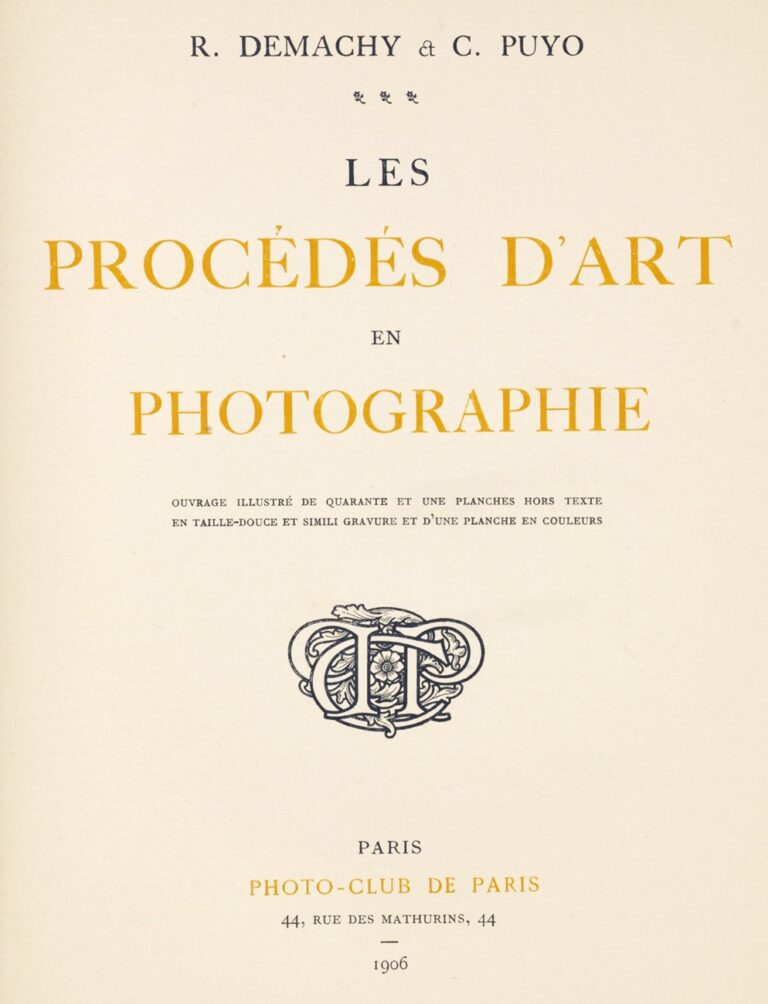 Title page: Les Procédés D’Art en Photographie