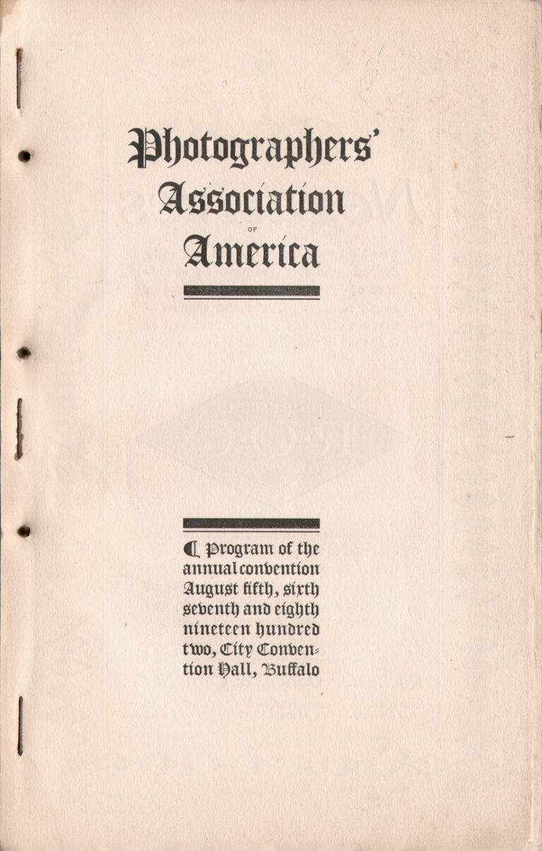 Title page: Program: Photographers’ Association of America, 1902