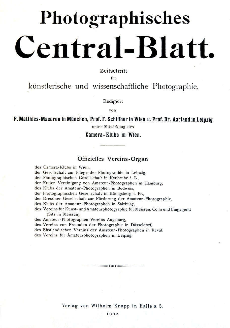 Title page:  Photographisches Centralblatt- 1902