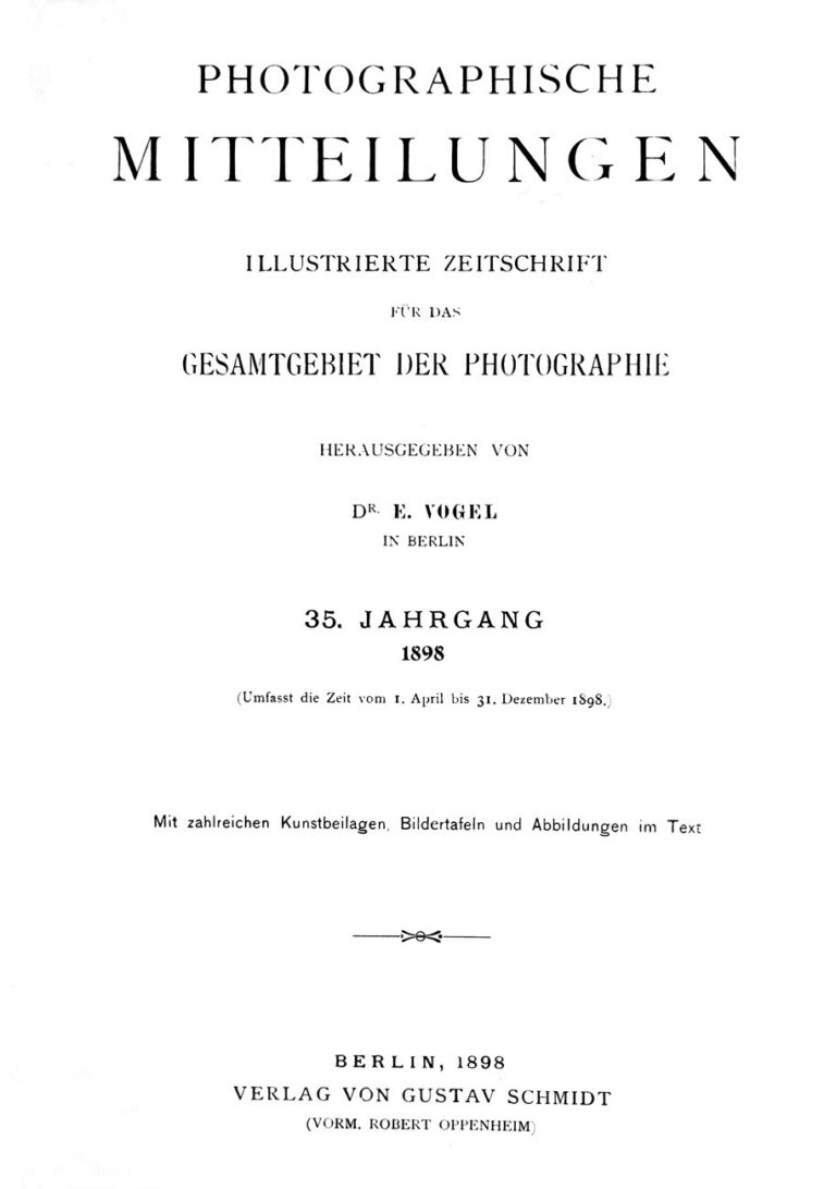 Title page:  Photographische Mitteilungen- 1898