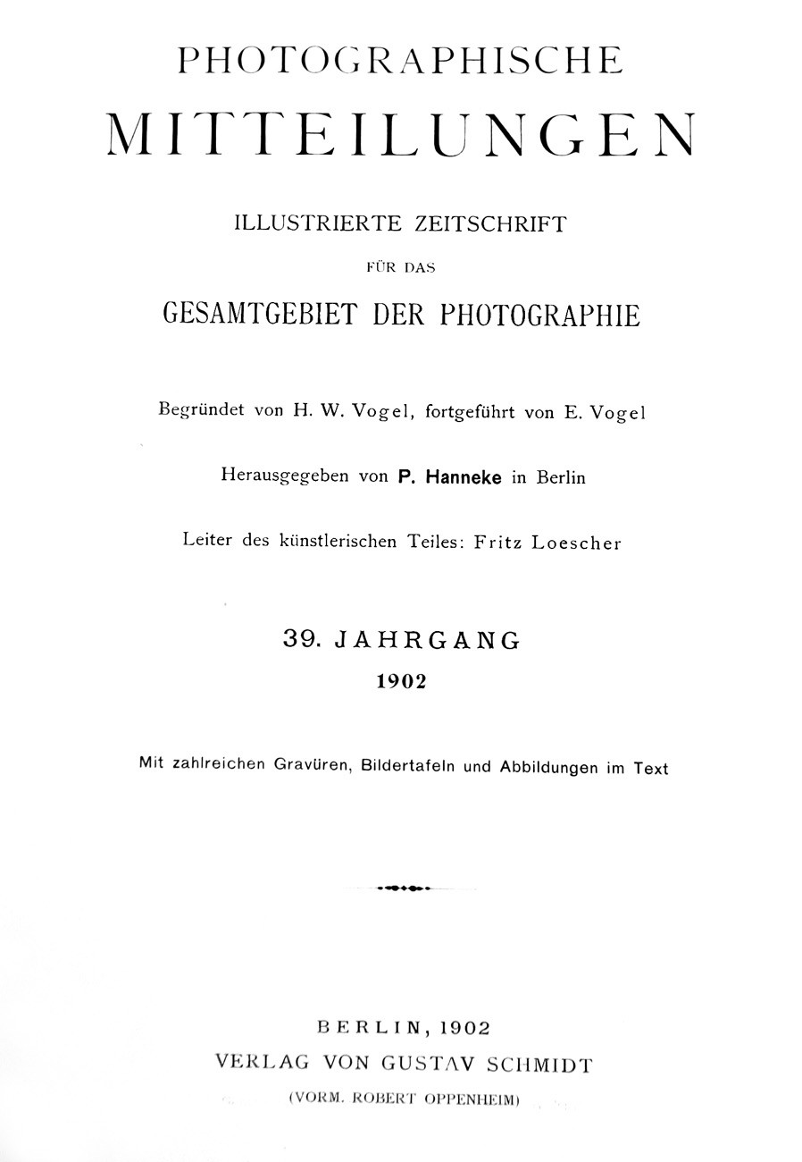 Title page:  Photographische Mitteilungen- 1902