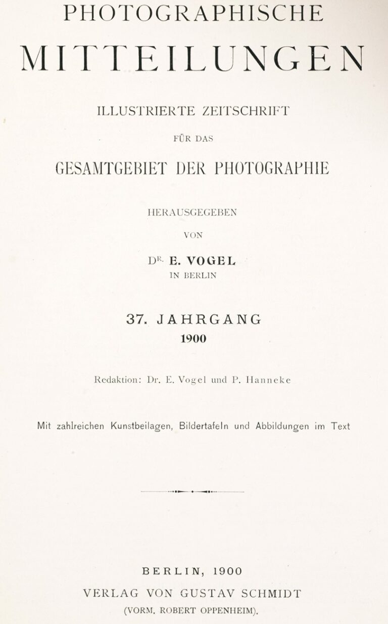 Title page:  Photographische Mitteilungen- 1900