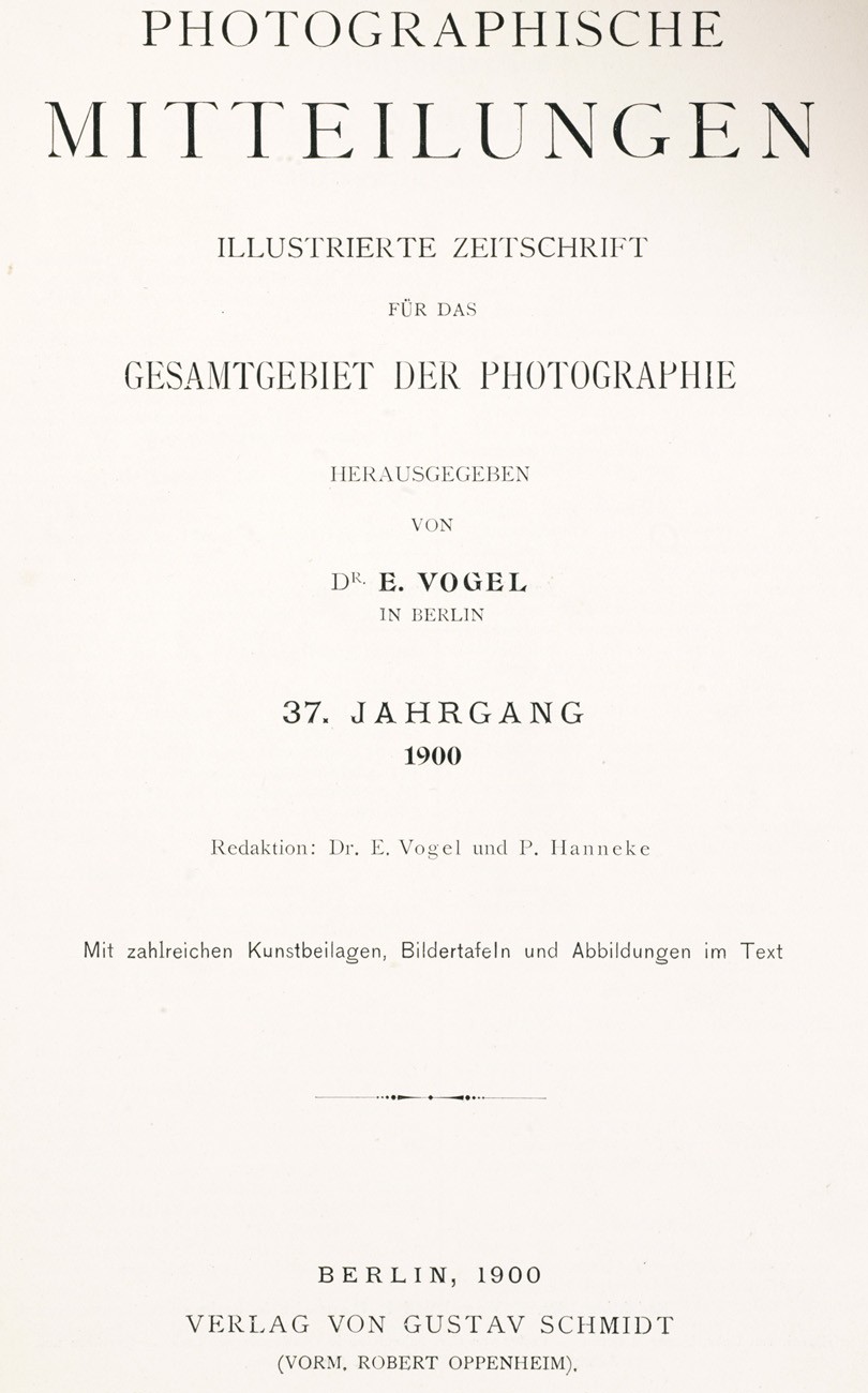 Title page:  Photographische Mitteilungen- 1900