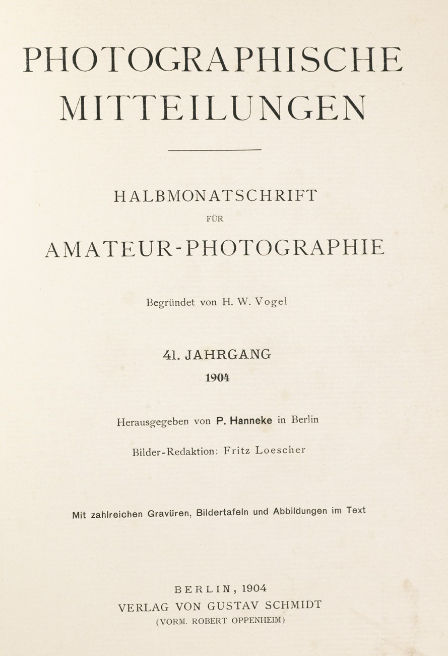 Title page:  Photographische Mitteilungen- 1904