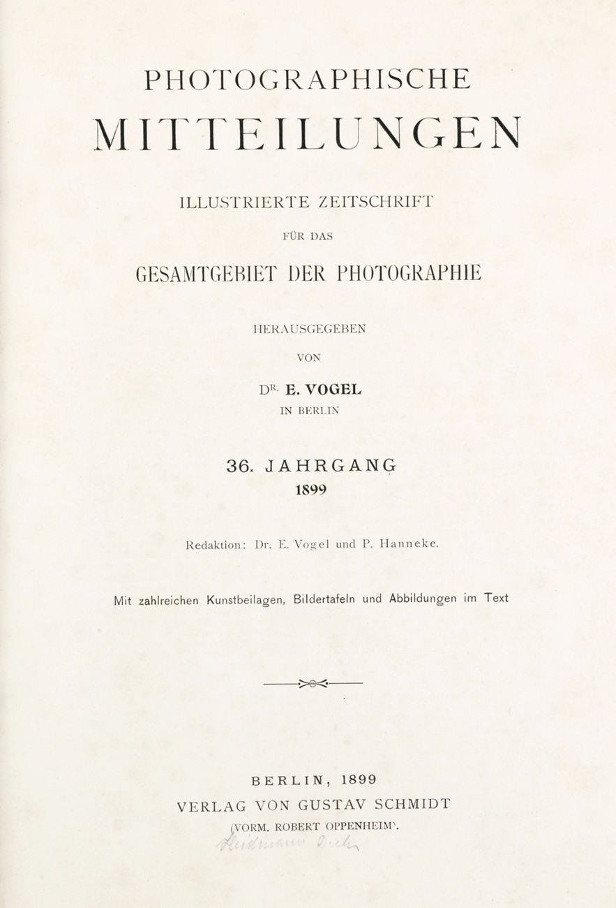 Title page:  Photographische Mitteilungen- 1899