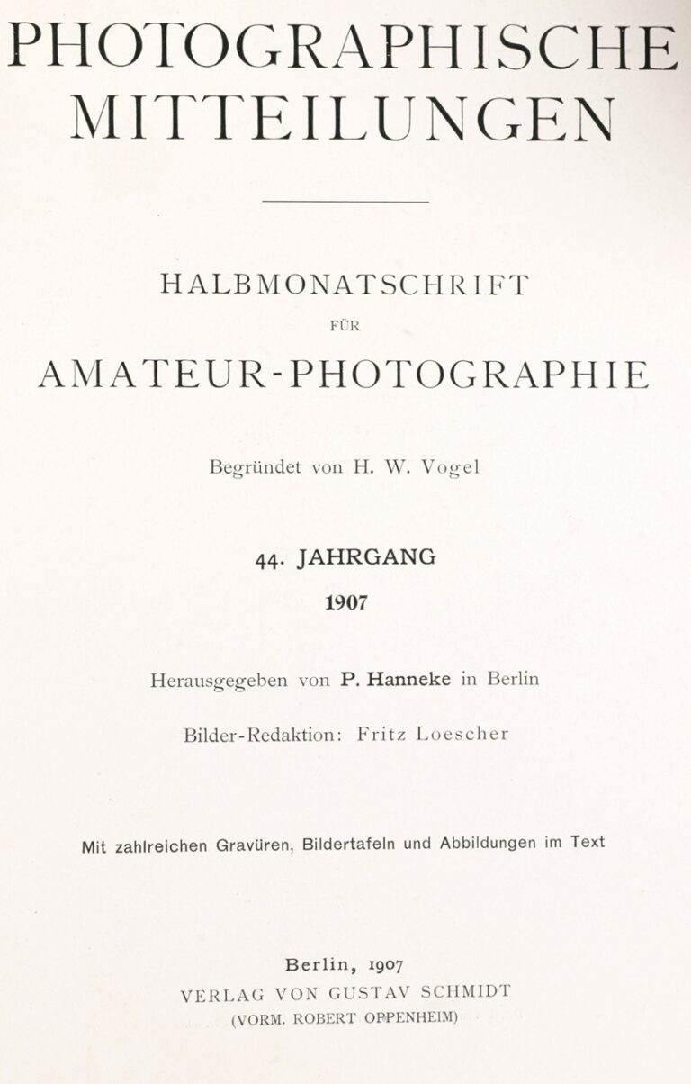 Title page:  Photographische Mitteilungen- 1907