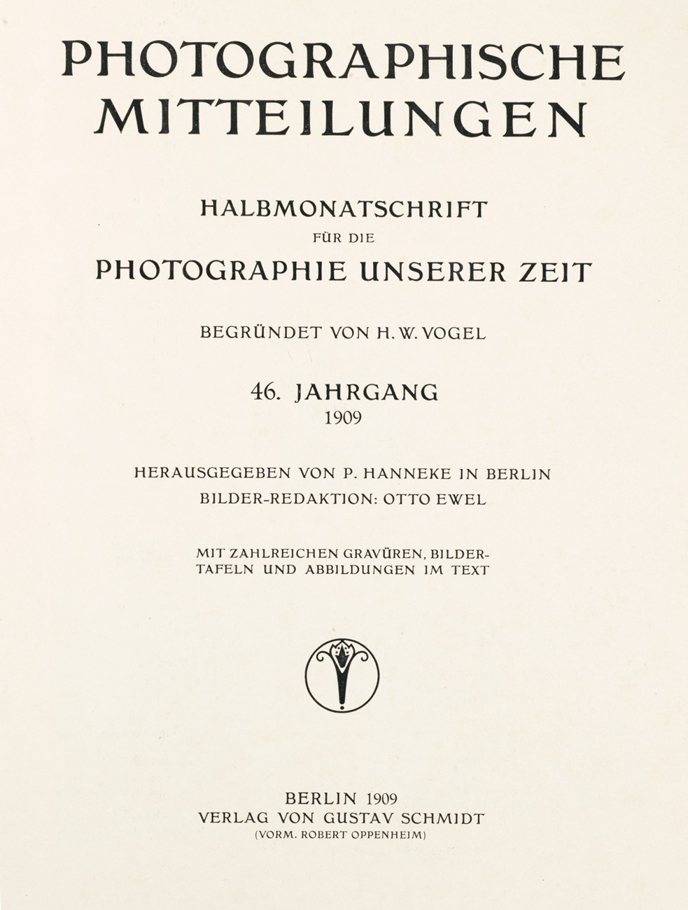 Title page:  Photographische Mitteilungen- 1909