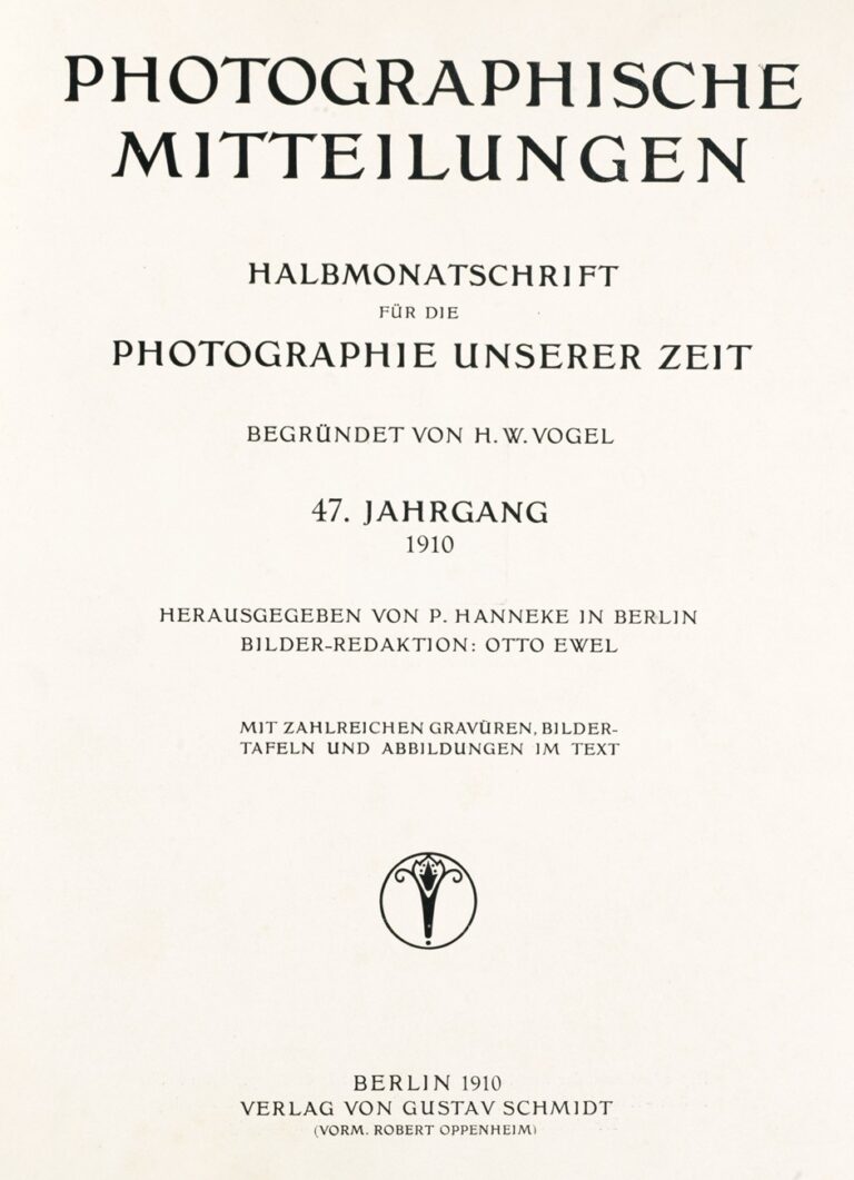 Title page:  Photographische Mitteilungen- 1910