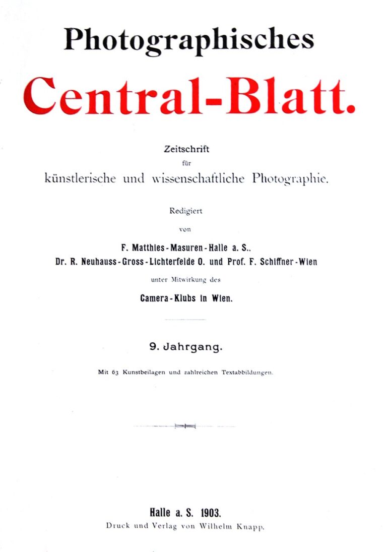 Title page:  Photographisches Centralblatt- 1903