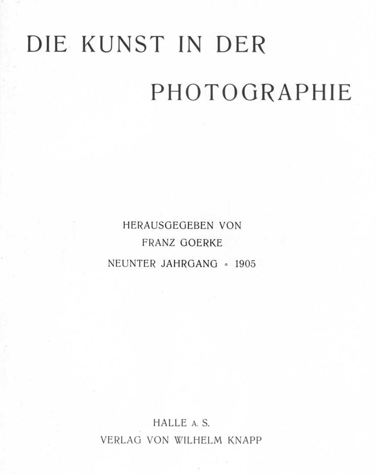 Title Page: Die Kunst in der Photographie