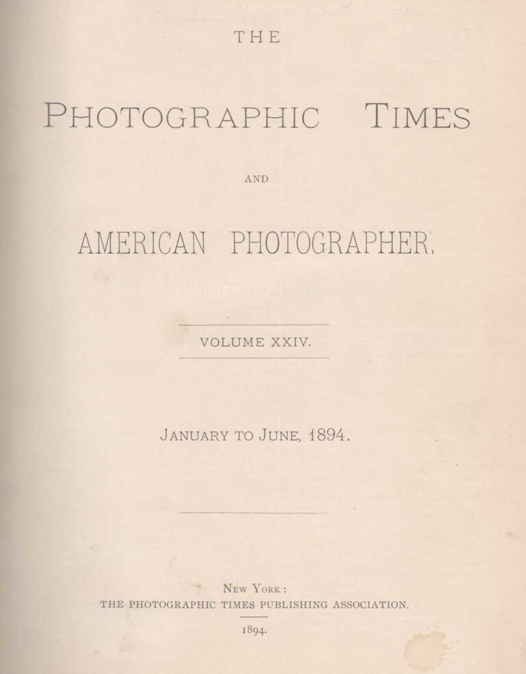 Title Page: The Photographic Times: 1894: January-June