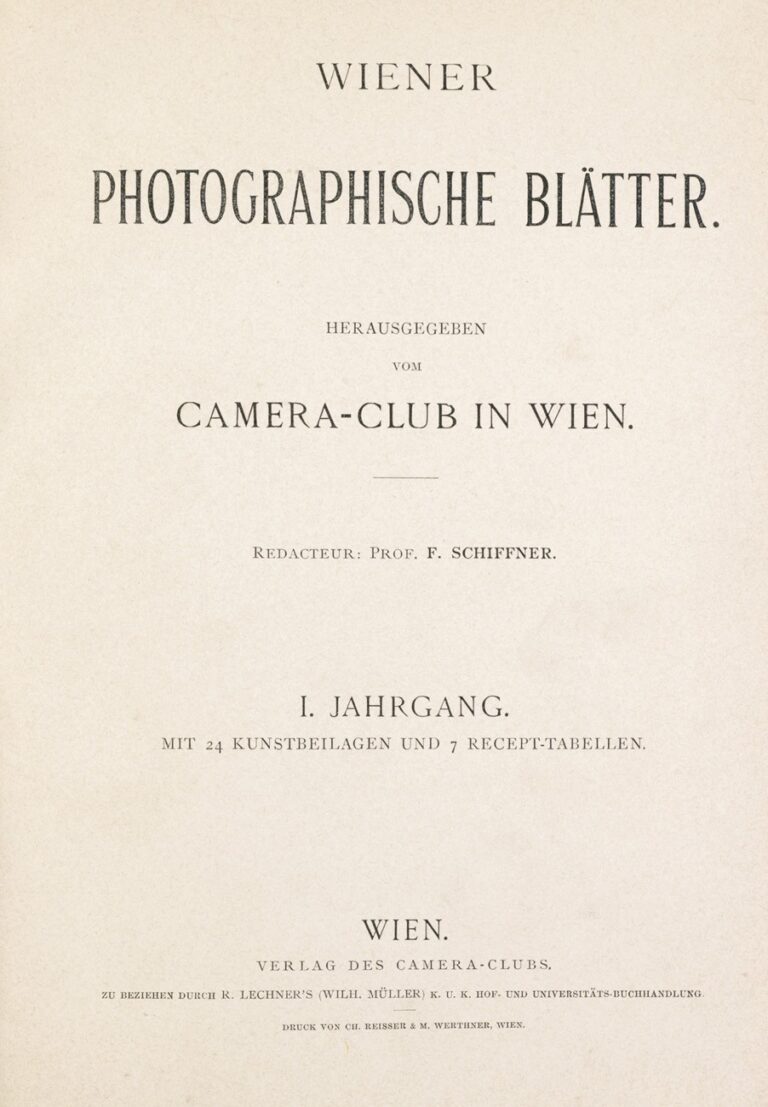 Title Page : Wiener Photographische Blätter- 1894