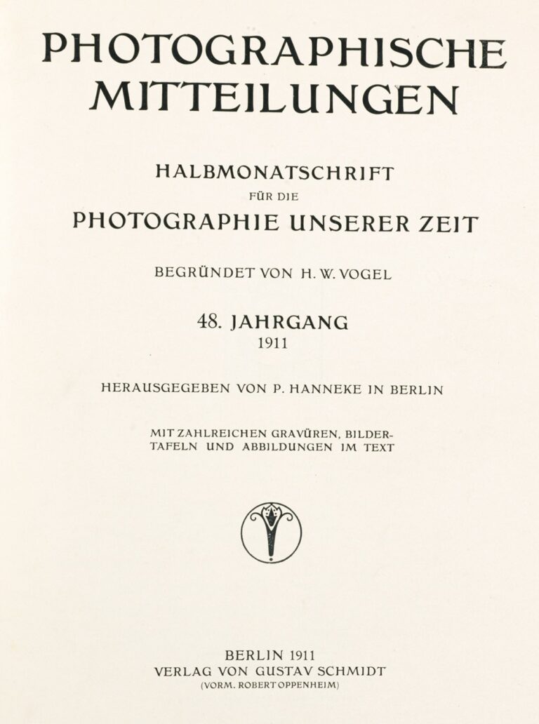 Title page:  Photographische Mitteilungen- 1911