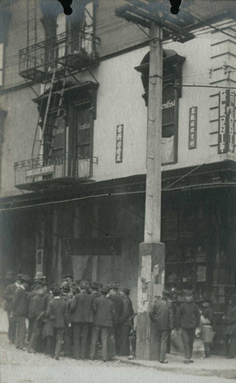 Crowd Gathered along Clay St. in San Francisco