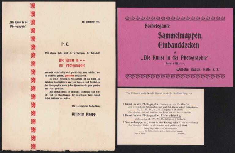 Wilhelm Knapp Order Forms: Die Kunst in der Photographie