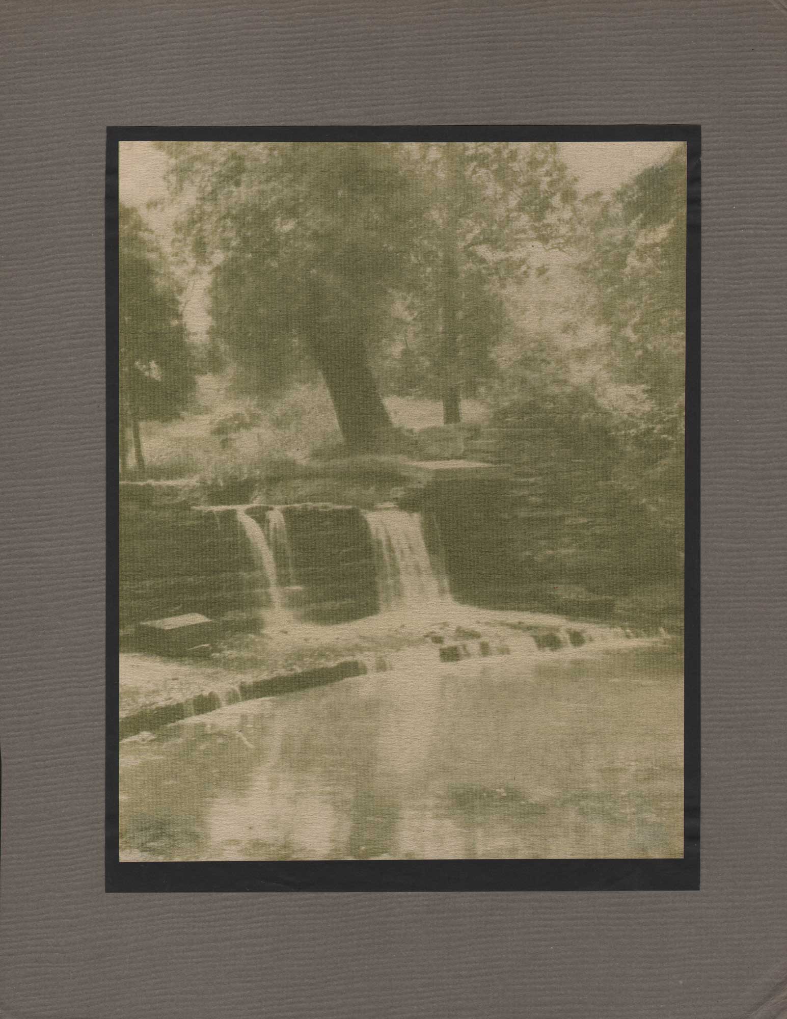 Waterfall Landscape in Light Green